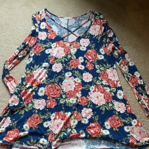 Flower long sleeve blouse
